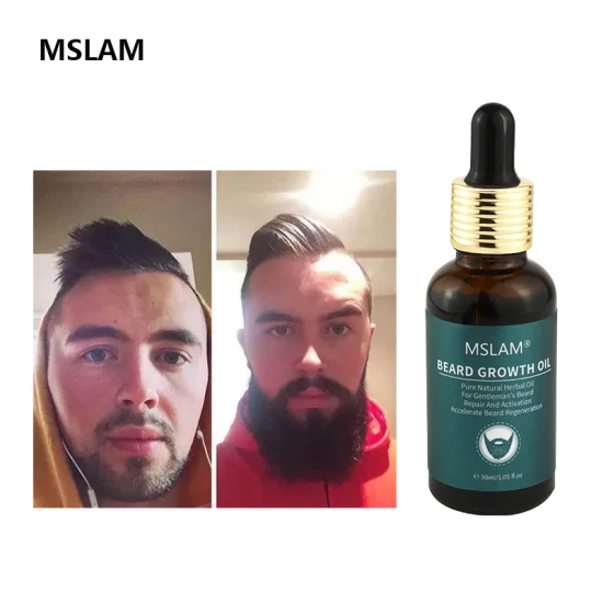 Mslam Pure Beard Growth Oil Hombres crecen bigote Esencia Aceite Más grueso Fuller Gentlemen' S Beard Hair Extension PRO 30ml